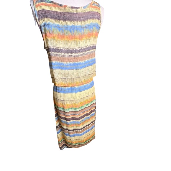 🔴 5 for $40 SALE ! Robert Louis MultiColor Striped Scoop Neck Dress Sz M - Picture 4 of 7